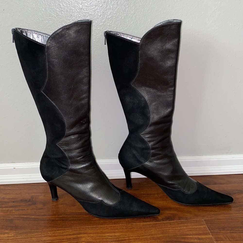 Max de Carlo Suede and Leather Boots 10M